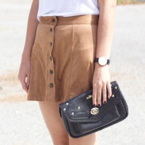 Suede Button Up Skirt